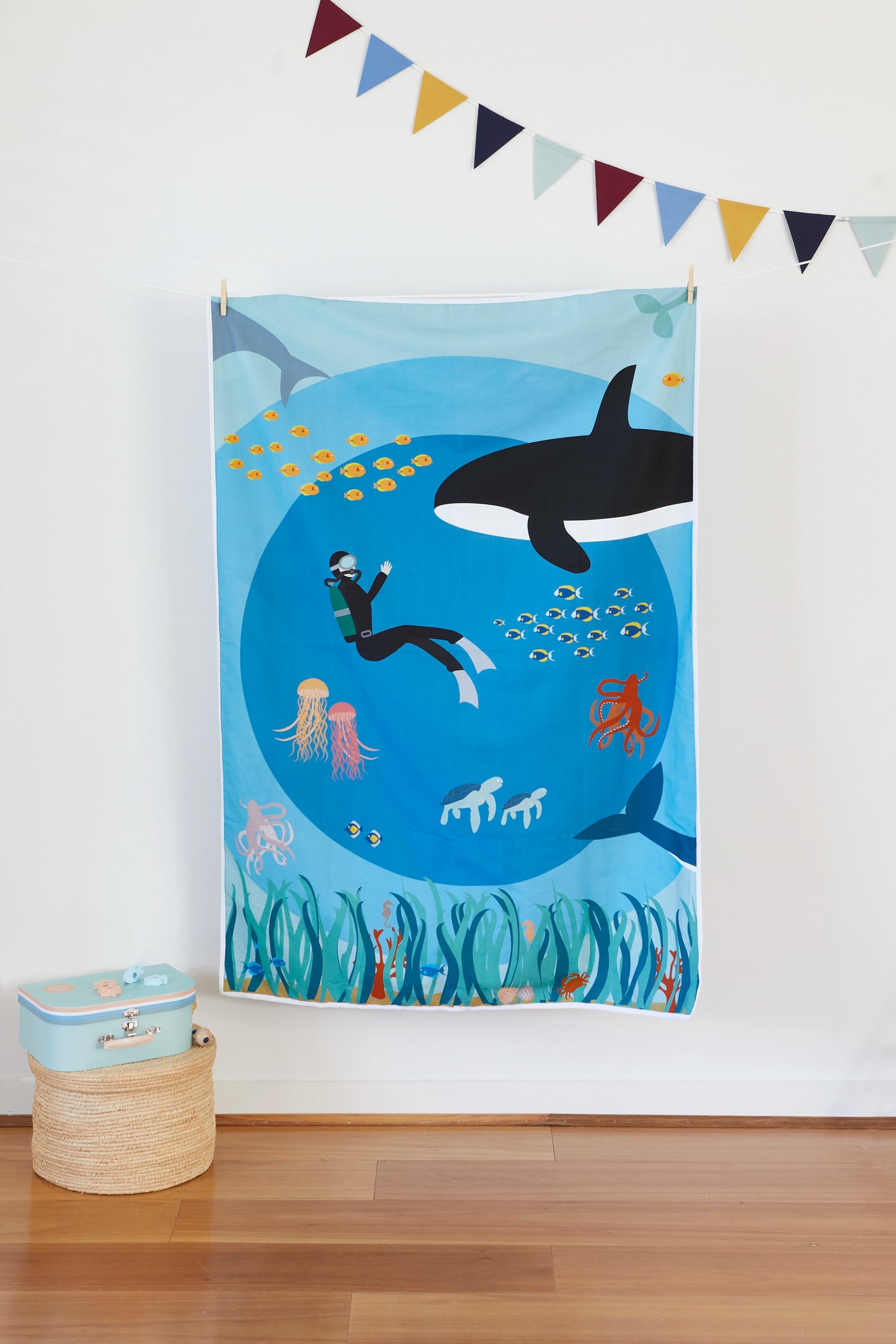 Playmat set for ocean lovers 100% cotton (incl. memory game)