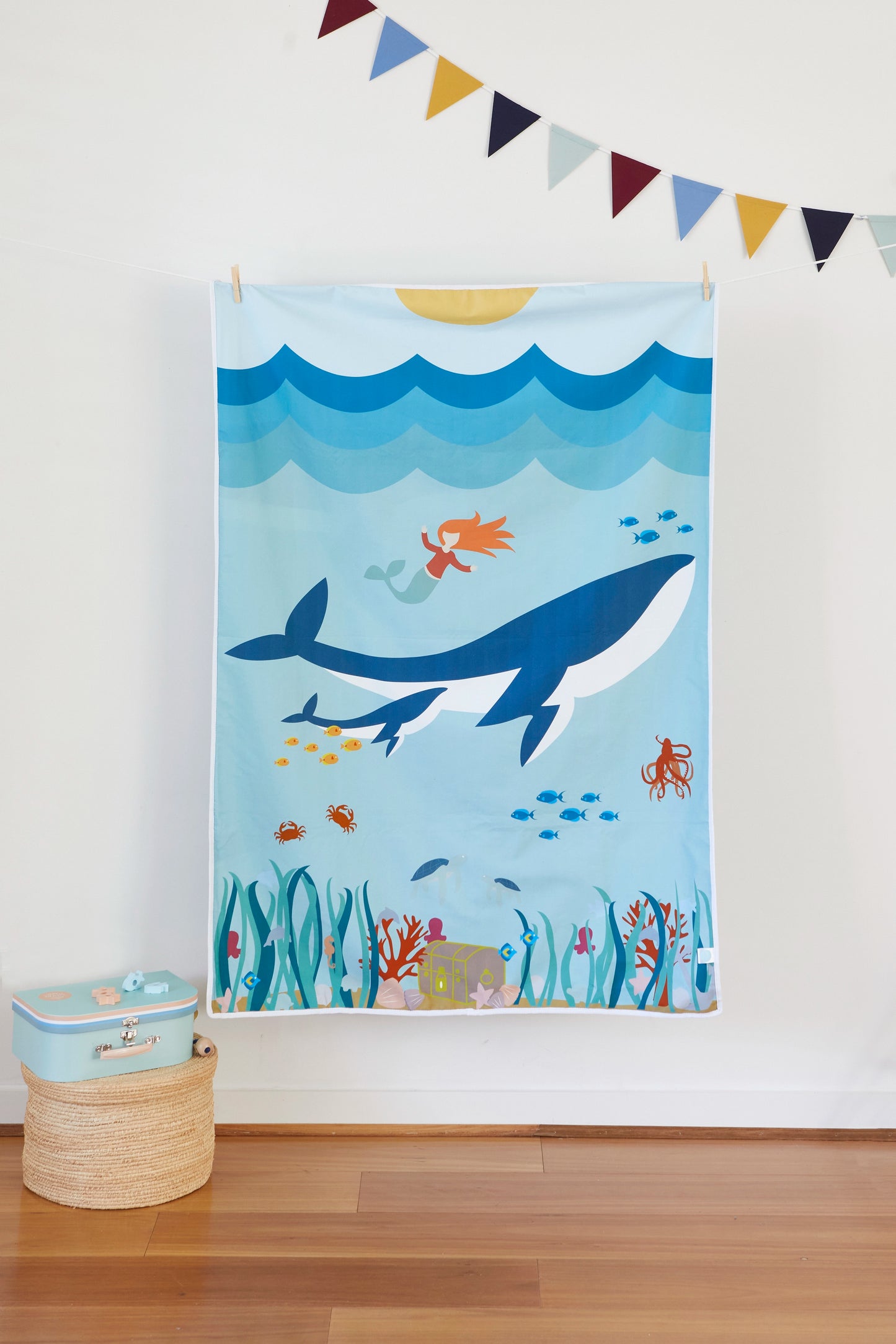 Playmat set for ocean lovers 100% cotton (incl. memory game)